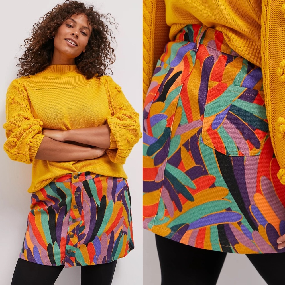 Anthropologie Farm Rio Kiki Corduroy Skirt